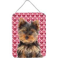 "Caroline's Treasures Hearts Love and Valentine's Day Yorkie Puppy/Yorkshire Terrier Wall or Door Hanging Prints, 16"" x 12"""