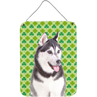 "Caroline's Treasures St. Patrick's Day Shamrock Alaskan Malamute Wall or Door Hanging Prints, 16"" x 12"""