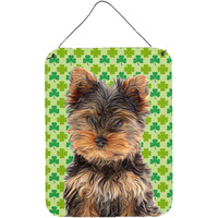 "Caroline's Treasures St. Patrick's Day Shamrock Yorkie Puppy/Yorkshire Terrier Wall or Door Hanging Prints, 16"" x 12"""