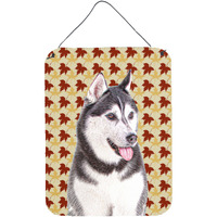 "Caroline's Treasures Fall Leaves Alaskan Malamute Wall or Door Hanging Prints, 16"" x 12"""