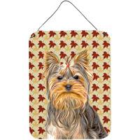 "Caroline's Treasures Fall Leaves Yorkie/Yorkshire Terrier Wall or Door Hanging Prints, 16"" x 12"""