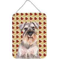 "Caroline's Treasures KJ1207DS1216 Fall Leaves Schnauzer Aluminium Metal Wall or Door Hanging Prints, 16"" x 12"""