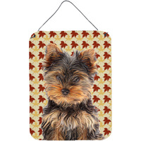 "Caroline's Treasures Fall Leaves Yorkie Puppy/Yorkshire Terrier Wall or Door Hanging Prints, 16"" x 12"""