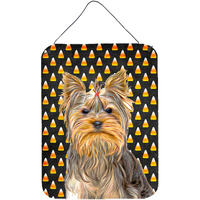 "Caroline's Treasures Candy Corn Halloween Yorkie/Yorkshire Terrier Wall or Door Hanging Prints, 16"" x 12"""