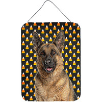 "Caroline's Treasures Candy Corn Halloween German Shepherd Wall or Door Hanging Prints, 16"" x 12"""