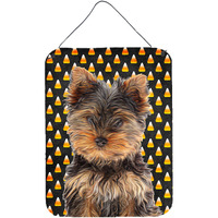"Caroline's Treasures Candy Corn Halloween Yorkie Puppy/Yorkshire Terrier Wall or Door Hanging Prints, 16"" x 12"""