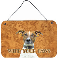 "Caroline's Treasures Jack Russell Terrier Wipe Your Paws Wall or Door Hanging Prints, 8 x 12"""