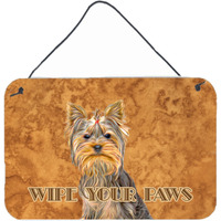 "Caroline's Treasures Yorkie/Yorkshire Terrier Wipe Your Paws Wall or Door Hanging Prints, 8 x 12"""