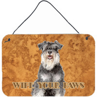 "Caroline's Treasures KJ1221DS812 Schnauzer Wipe Your Paws Wall or Door Hanging Prints, 8 x 12"""