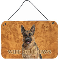 "Caroline's Treasures German Shepherd Wipe Your Paws Wall or Door Hanging Prints, 8 x 12"""