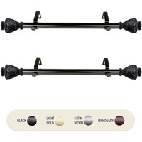 Virginia 1 inch Side Curtain Rod 12-20 inch long (Set of 2) - Black