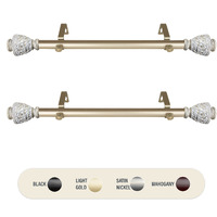 Virginia 1 inch Side Curtain Rod 12-20 inch long (Set of 2) - Gold