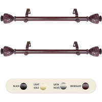 Virginia 1 inch Side Curtain Rod 12-20 inch long (Set of 2) - Mahogany