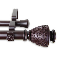 Virginia Double Curtain Rod 1 inch 160-240 inch - Mahogany