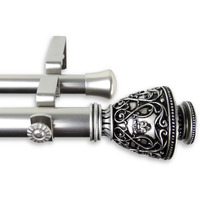 Virginia Double Curtain Rod 1 inch 28-48 inch - Satin Nickel