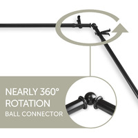 Cilla 13/16 inch 4-Sided Bay Window Curtain Rod - Black