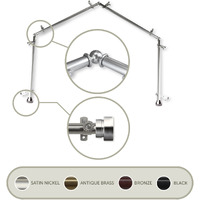 Thornhill 13/16 inch 4-Sided Bay Window Curtain Rod - Satin Nickel