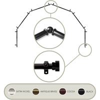 Thornhill 13/16 inch 6-Sided Bay Window Curtain Rod - Black