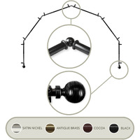 Lynn 13/16 inch 6-Sided Bay Window Curtain Rod - Black