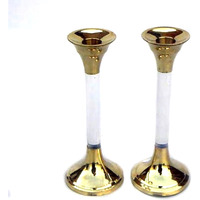 Brass Candle Holder Pair Clear
