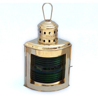Copper Ship Lamp Large, Green (Starboard) Glass with Oil Lamp