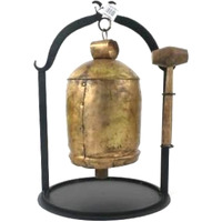 Antique Iron Dinner Bell With Wood Mallet