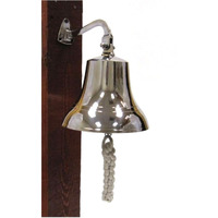 Silver Aluminum Ship Bell with Rope, 7"