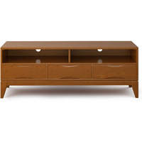 Harper SOLID HARDWOOD 60 inch Wide Mid-Century Modern TV Media Stand in Teak Brown For TVs up to 65 inches