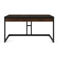 Erina SOLID ACACIA WOOD Industrial 60 inch Wide Writing Office Desk in Farmhouse Brown