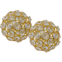 Facetas 3" Gold Cristal Spheres - Set of 2