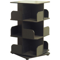 Hartwick 3 Tier Revolving Bookcase Tower Display Unit with 12 Shelves, Black Wood, Contemporary