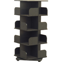 Hartwick 4 Tier Revolving Bookcase Tower Display Unit with 16 Shelves, Black Wood, Contemporary