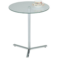 Form 20" Round Modern Accent Side End Table, Chrome Metal & Tempered Glass