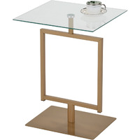 Doolins Modern Accent Side End Table, Gold Metal Frame & Tempered Glass Top