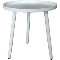 Scranton 3 Legged Side End Accent Table, 16" Round, White Metal, Modern