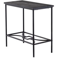 Murten Accent Side Table, Black Metal Frame & Wood Top, Transitional