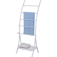 Twilio Freestanding 5 Tier Bathroom Towel Rack with Storage Shelf, White Metal