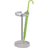 Telford Freestanding Umbrella Stand Rack, White Plastic & Silver Metal