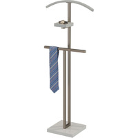 Westling Clothes Organizer Rack, Twin Suit Valet Stand, Chrome Metal & White Wood