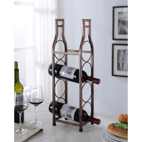 Rockford Countertop Wine Rack, Brushed Copper Metal, 4 Bottle Holders, Transitional