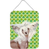 "Caroline's Treasures Chinese Crested Shamrock Portrait Aluminium Metal Wall or Door Hanging Prints, 16"" x 12"", Multicolor"