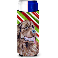 Newfoundland Candy Cane Holiday Christmas Ultra Beverage Insulators for slim cans LH9219MUK