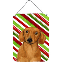 "Caroline's Treasures LH9222DS1216 Dachshund Candy Cane Holiday Christmas Wall or Door Hanging Prints, 16"" x 12"", Multicolor"