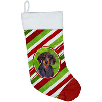 "Caroline's Treasures LH9223-CS Dachshund Candy Cane Holiday Christmas Stocking, 11 x 18"", Multicolor"