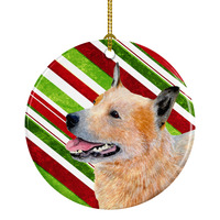"Caroline's Treasures LH9227-CO1 Australian Cattle Dog Candy Cane Holiday Christmas Ceramic Ornament, Multicolor"