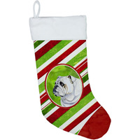 "Caroline's Treasures LH9229-CS Bulldog English Candy Cane Holiday Christmas Stocking, 11 x 18"", Multicolor"