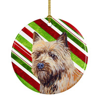 "Caroline's Treasures LH9230-CO1 Cairn Terrier Candy Cane Holiday Christmas Ceramic Ornament, Multicolor"