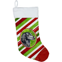 "Caroline's Treasures Flat Coated Retriever Candy Cane Holiday Christmas Stocking, 11 x 18"", Multicolor"