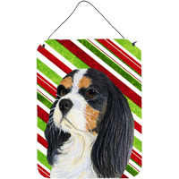 "Caroline's Treasures LH9234DS1216 Cavalier Spaniel Candy Cane Holiday Christmas Wall or Door Hanging Prints, 16"" x 12"", Multicolor"
