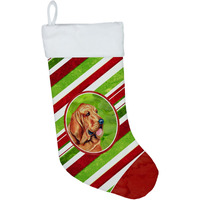 "Caroline's Treasures Bloodhound Candy Cane Holiday Christmas Stocking, 11 x 18"", Multicolor"